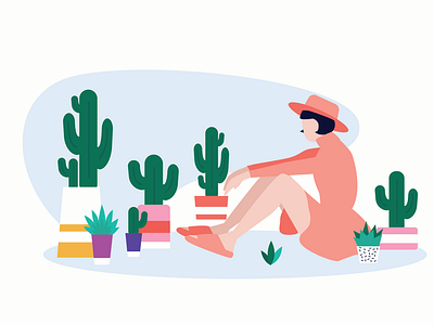 Girl with cactuses