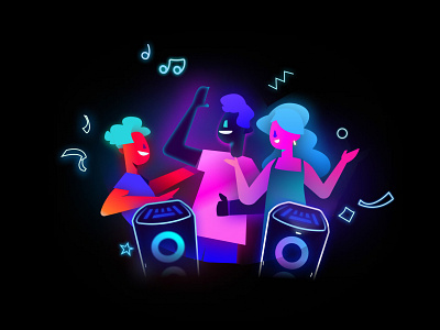 Get Loud at party club illustration light neon night party ui