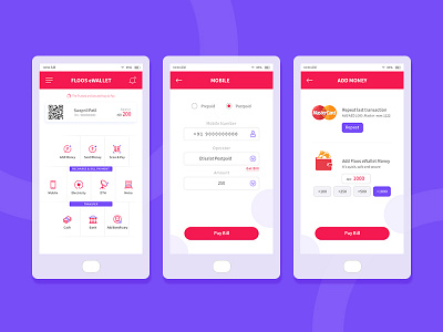 Floos eWallet add app cash dth electricity ewallet finance interface mastercard metro mobile money pay qatar recharge scan scan bank screen transfer ui ux