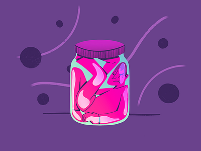 Stuck Inside 2d can character despair glass guy illustration inside pink prison reflection stuck