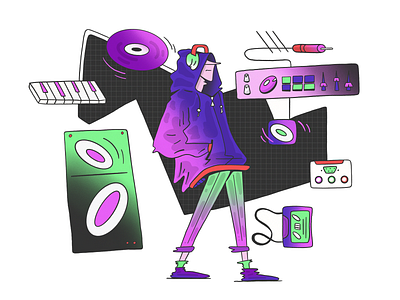 Characters in context: Club 2d 90 bass berlin casette character club clubs composition disk dj illustration old oldschool pioneer rave raver retro vintage zombie