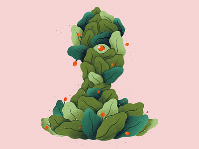 Saladman 2d abomination character design fruit green illustration jungle plant salad simple weird