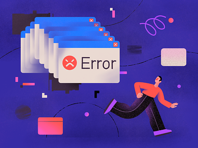 Notorious error 2d abstract bug character digital error fear flat illustration shapes simple windows