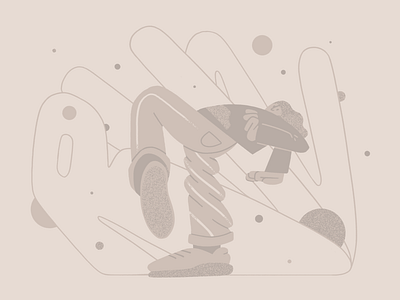 Monochromic experiment: Get away! 2d character escape flat illustration monocromatic run shapes simple