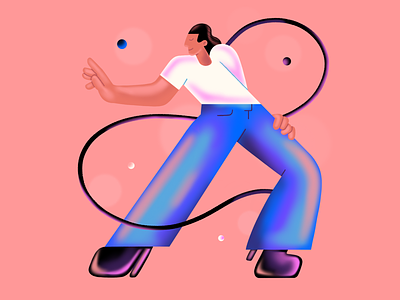 Dance: Left 2d character dance dancer disco flat good vibes happy illustration jeans simple