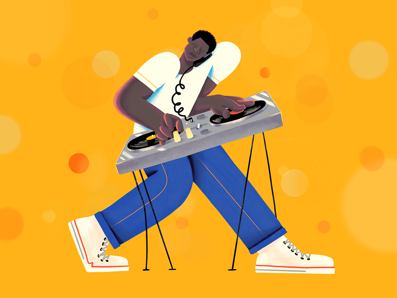 Персонаж DJ. DJ character Design. МР Озио диджей персонаж желтый.