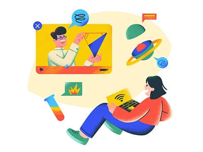 Give internet - Charte illustration 2d access algebra biology character chemistry course flat geometry illustration internet lecturer math online physics science simple student studying teacher