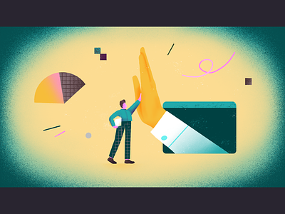 Helping employees / achievement - editorial illustration