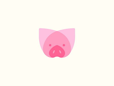 Piggy animal intersection logo pig pigglet pink pork space symbol vector watercolor