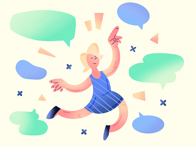 Conversation: Fiverr illustration II 2d bright bubbles character chat conversation fiverr flat illustration message messenger platform primitive