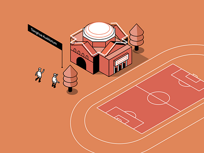 Tsinghua Auditorium 2.5d branding icon illustration