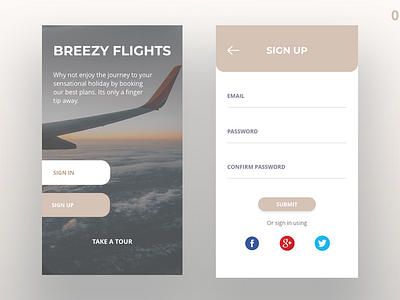 Daily UI 001 - Sign up page adobe adobexd dailyui dailyui 001 dailyuichallenge flights gold holidays photoshop planes signin signup typography ui ui design uidesign