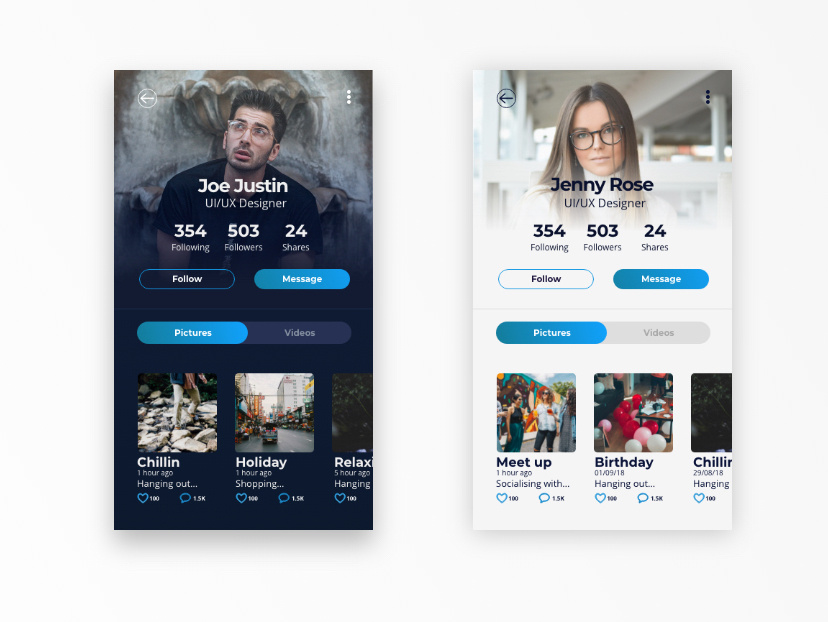 Daily UI 006 - User Profile by Rayhaan Bashir on Dribbble