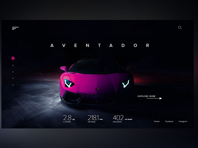 Lamborghini Aventador Web page adobexd cars colours dailyui dailyuichallenge design illustration lamborghini sports sportscar ui ui design