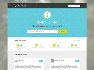 YourFileInfo clean desktop flat search simple ui web design website