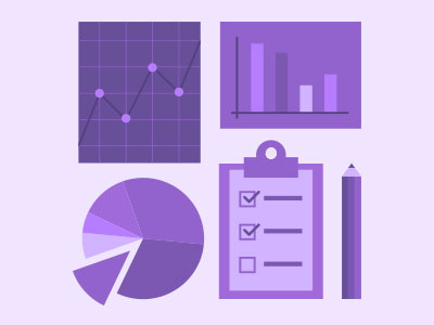 Stats Icons clipboard graph icons pencil pie chart purple statistics