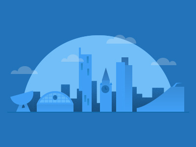 Manchester Skyline beetham tower blue clouds illustration manchester urbis vector
