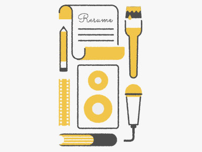 Newsletter Icons 3 book cv film icons illustration mic paintbrush pencil resume speaker vector