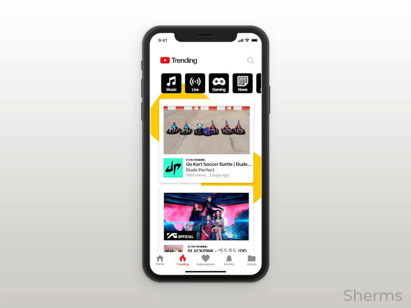 Trending search concept iphone video player youtube