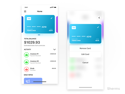 Credit Card App credit card design ios iphone iphone x onboarding paypal ui ux