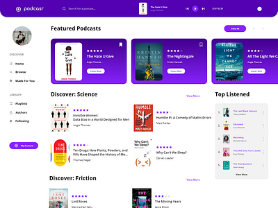 Audiobook & Podcast Website Concept book music podcast podcast app store design storefront website website concept website design webstore