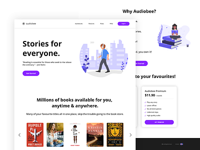 Audiobook & Podcast Landing Page audiobook audiobook player book library music podcast podcast app storefront web design web designer webdesign website website concept