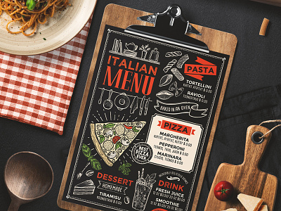 Food Menu For Italian Restaurant branding food illustration italian menu restaurant template