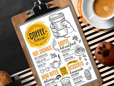 Coffee Menu Template bar branding coffee drink illustration menu restaurant template