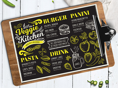 Veggie Menu Template branding food illustration menu restaurant template vegetarian