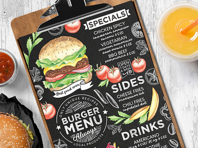 Food Menu design, Burger Menu design