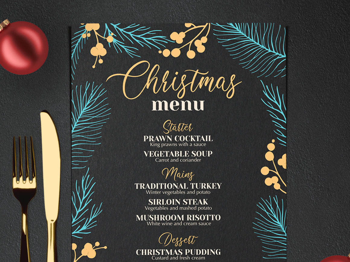 Christmas Party Menu by BarcelonaDesignShop on Dribbble