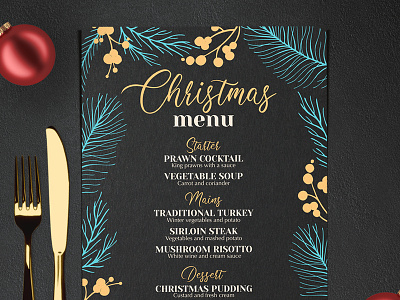 Christmas Party Menu blackboard branding brochure christmas design festive food holiday illustration menu party restaurant template
