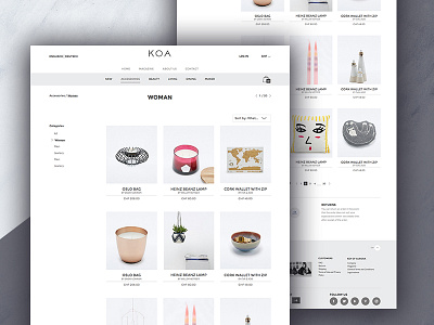 KOA Web store fashion interior shop store ui ux web webdesign website