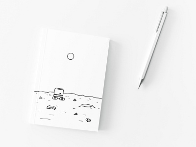 Minimalist Notebook adventure crater drawing flat illustration mars minimal notebook planet robot rover simple space surface vector