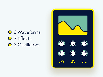 EMB OSC 1 app display engineer flat game handheld illustration knobs oscillator product design soundwave waveform
