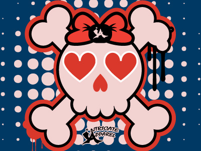Dribbble bow heart illustration shirt skull