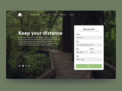 Keep your distance airbnb book booking clean coronavirus distance forest keep calm keep distance minimal nature park picnic property quarantine real estate tree ui ux