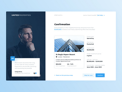 Confirmation card clean confirmation creation design interface investing investment listing minimal onboarding quote ui uiux ux