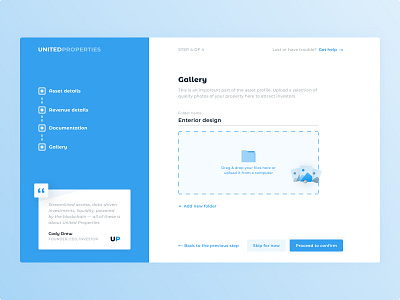 Photos upload clean design gallery icon iconography image images interface investments minimal onboarding photo photos quote real estate stepper ui uiux upload ux