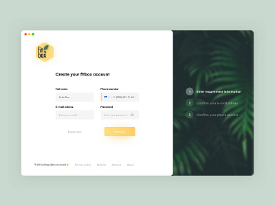 Sign up account clean creation design interface log in login login page onboarding onboarding ui registration screen sign in sign up ui uidesign uiux vector yellow
