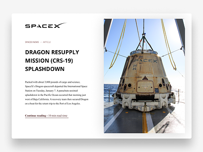 SpaceX News Article UI Design article blog branding concept dailyui design figma hierarchy medium nasa news redesign simple space space illustration spacex topology ui ux website