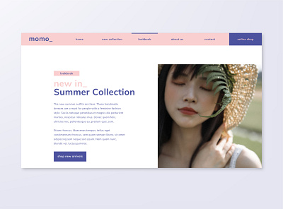 momo_ - Fashion Lookbook UI Design design fashion lookbook minimal momo pastel ui ui design uidesign website website concept