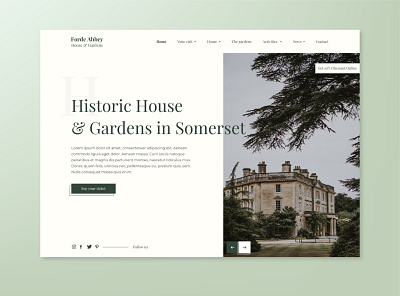 Forde Abbey - Redesign Website Concept design english garden green historic minimal ui ui ux ux uxdesign