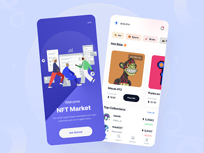NFT Market – mobile app 🤩 app creative design graphic design market marketplace mobile nft ui ux