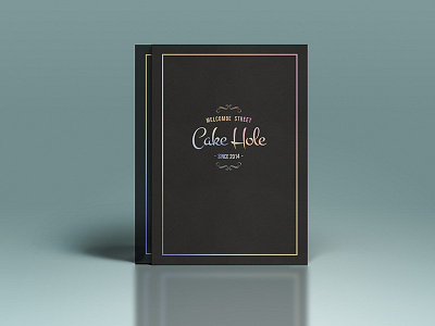 Cake Hole Menu cafe foil logo menu multi coloured print