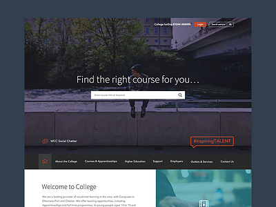 Wcc Homepage college full screen responsive search website