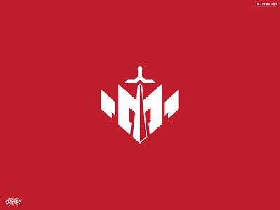 M + Sword Logo clean flat logo m logo modern simple sword