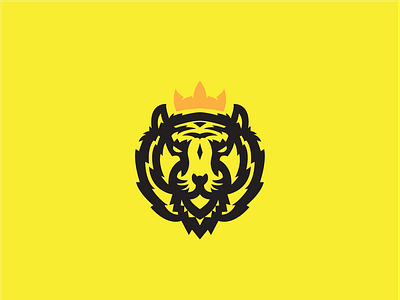 Tiger Logo branding clean crown flat logo modern tiger