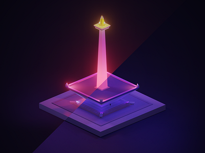 Monas At Night - Eevee x Cycles 3d adobe blender blender3d blender3dart color design glow illustration illustrations illustrator indonesia java neon night tiojevero