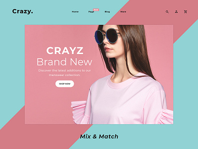 Crazy Fashion Website clothes clothing brand ecommerce fashion herobanner herosection landingpage ui webdesign website